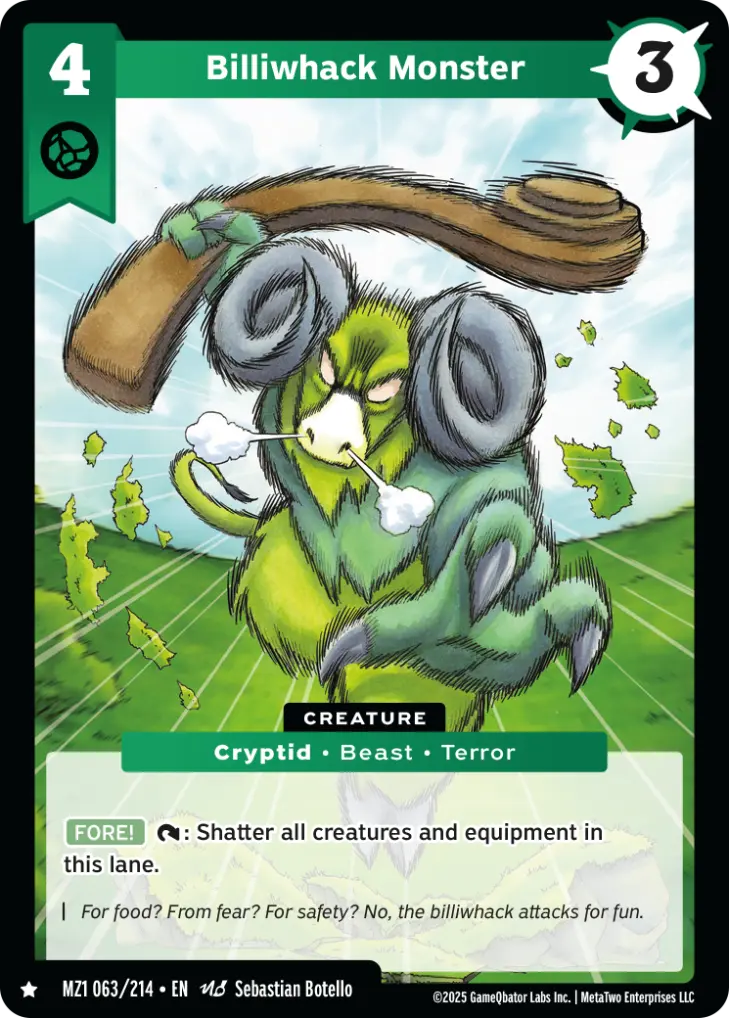 Billiwhack Monster - MZ1-063 - MetaZoo Base Set