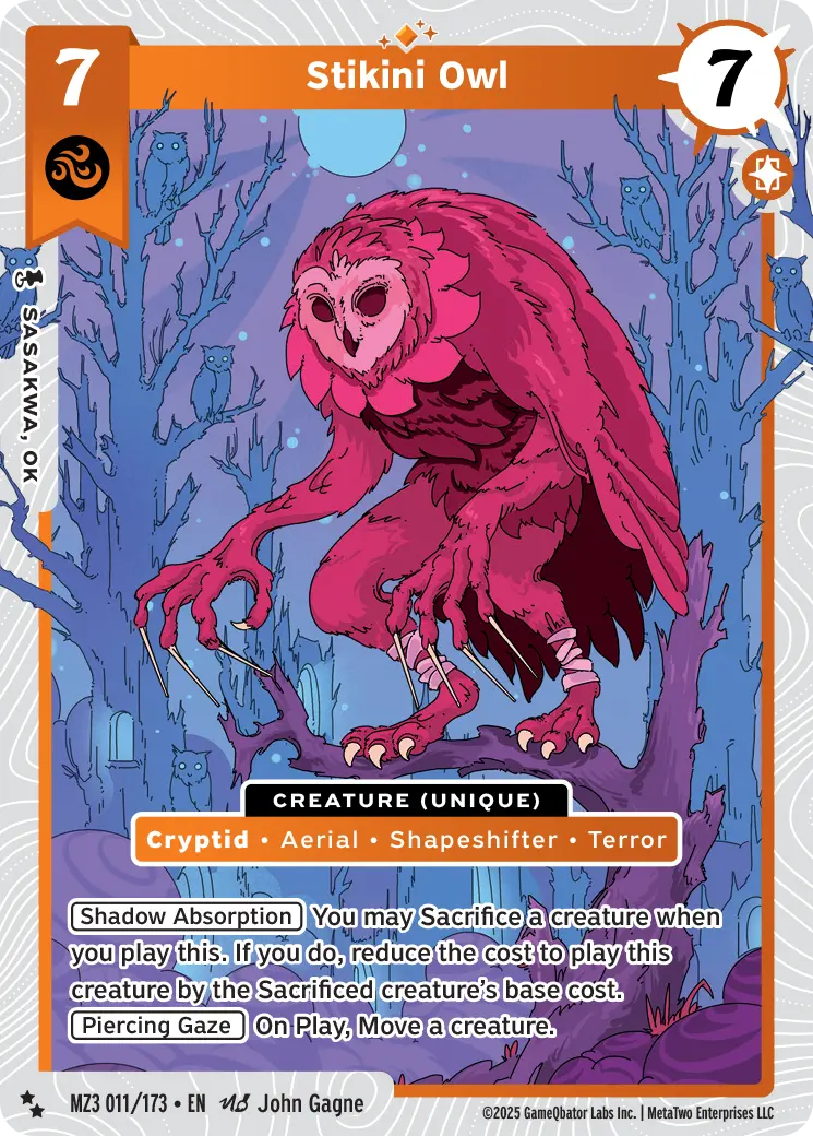 Stikini Owl - MZ3-011 - MetaZoo Secret Shadows